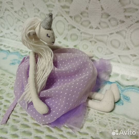 Единорог-девочка авторская игрушка кукла ручная р
