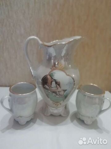 Кувшин фарфор с 4 кружками