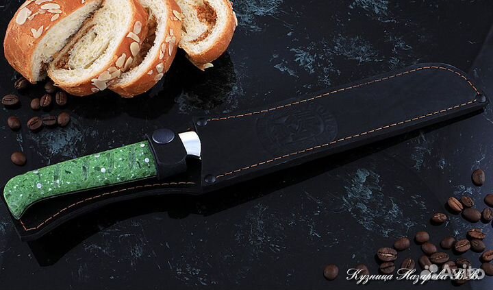 Поварской нож № 15 сталь Х12мф акрил зеленый