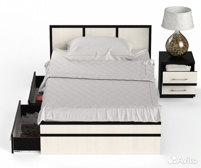 Кровать с ящиками и тумбой Сакура 1200 цвет венге/дуб лоредо