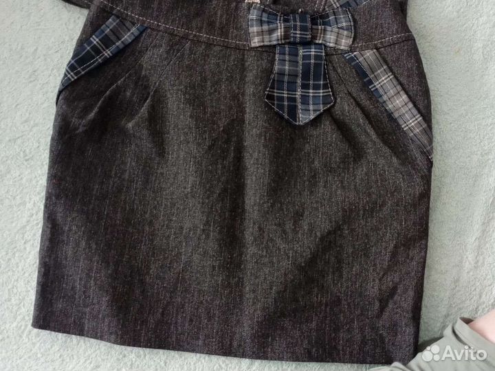 Школьная форма для девочки. серо-голубая