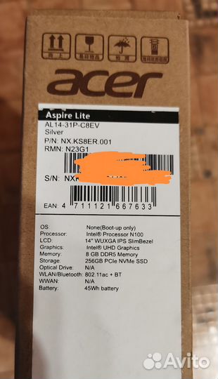 Ноутбук Acer Aspire lite 2024 Intel n100 8/256