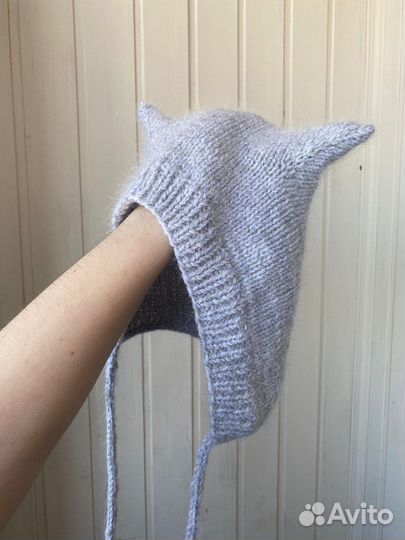 Шапочки с ушками Ангора+пух норки