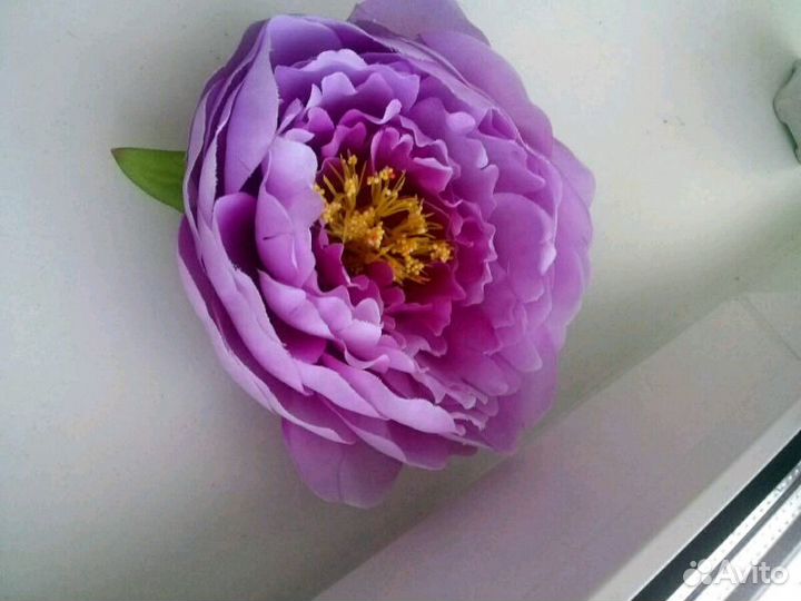 Резинка заколка брошка цветок Пион большой d14 см