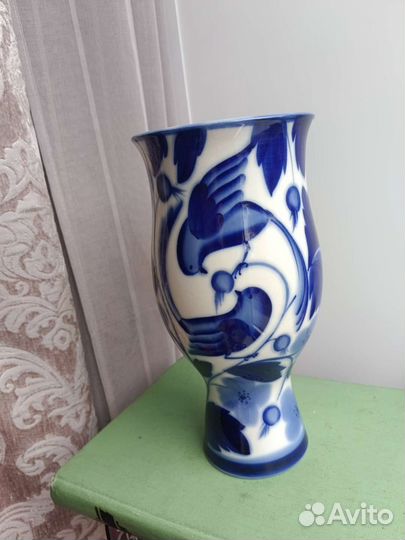 Ваза Городецкий Трясогузка лфз кобальт 24 см