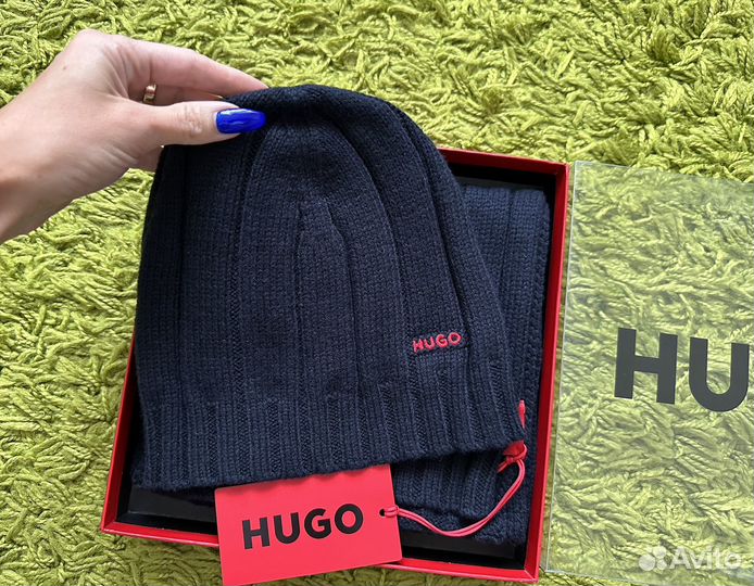 Шапка +шарф Hugo комплект оригинал