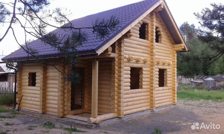 Сруб Кругляк зимний лес дома бани оцб профбус