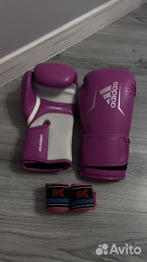 Боксерские перчатки 10 oz adidas розовые
