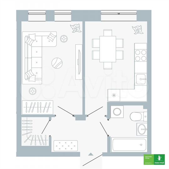 1-к. квартира, 34,8 м², 3/5 эт.