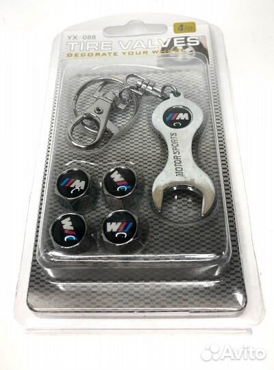 Колпачки на ниппеля - BMW-M (с ключом/черный) (Сер