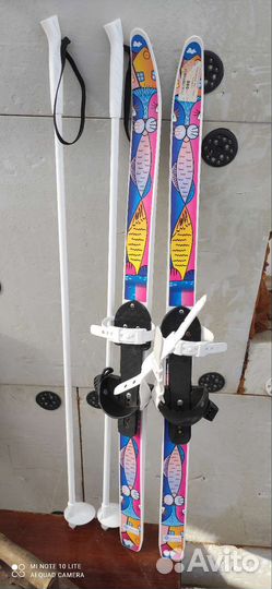 Лыжи детские с палками 1 метр длинна