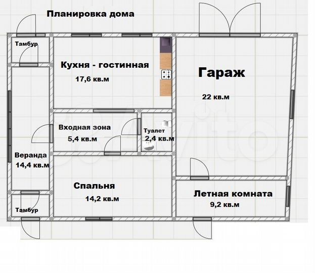 Дом 54 м² на участке 20 сот.