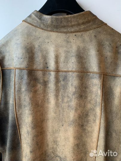 Кожаная рубашка, куртка р 48 коричневая