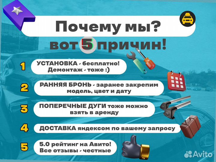 Прокат багажников на крышу авто С установкой