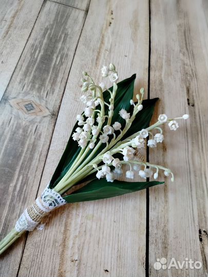 Букет цветы ландыши из холодного фарфора