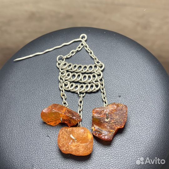 Винтажная Янтарная Брошь Ретро