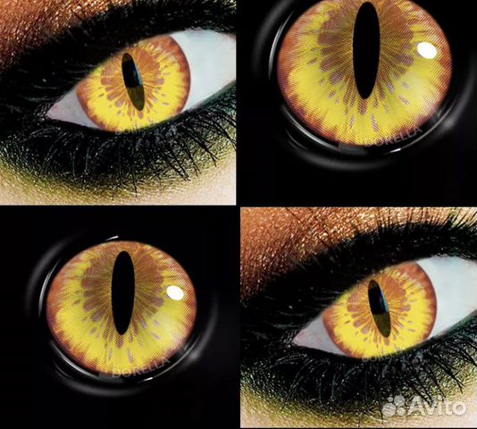 Желтые линзы кошачий глаз (1 год ношения)