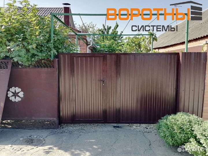 Ворота распашные из металлопрофиля