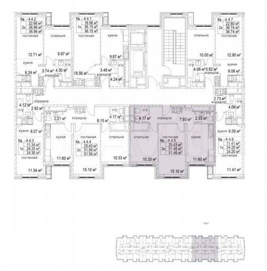2-к. квартира, 51,5 м², 4/23 эт.