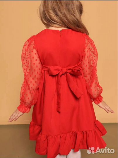 Платье красное для девочки 104 110 116 122
