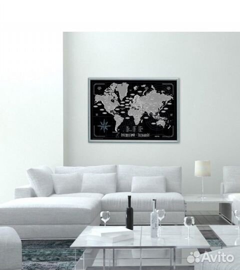 Скретч-карта мира со стираемым слоем 65х45 новая