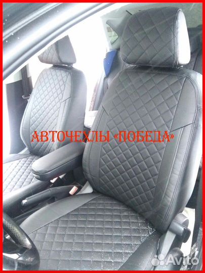 Чехлы Volkswagen Polo 5 Hb из экокожи чёрные Ромб