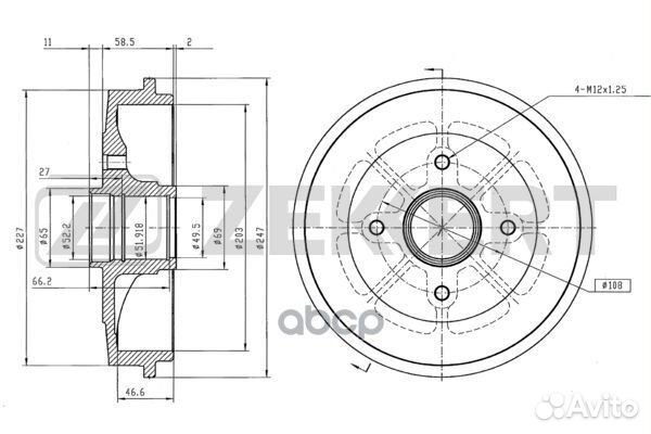 Барабан торм. зад. Citroen Saxo 96- Peugeot 10