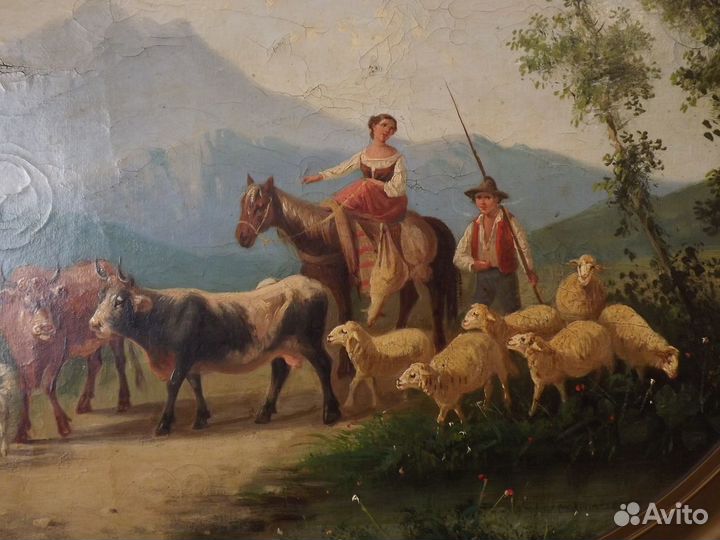 Картина антикварная. Масло. Холст