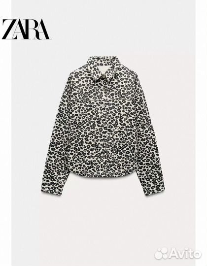 Куртка джинсовая Zara принт леопард оригинал