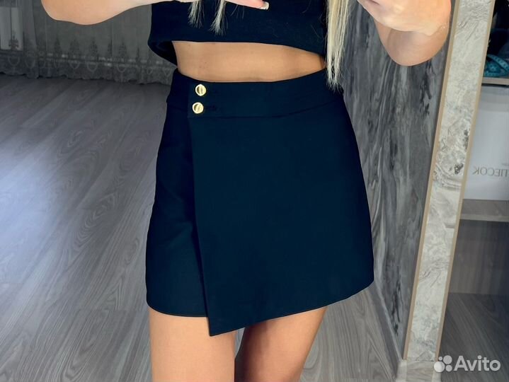 Юбка-шорты/шорты кожаные новые