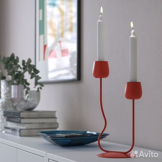 Silverparon IKEA 605.749.86 Подсвечник 29 см ярко-красный