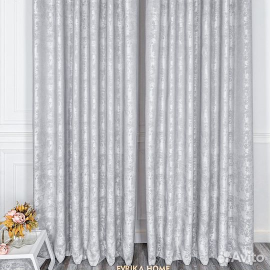Комплект штор мрамор Зарина Стальной