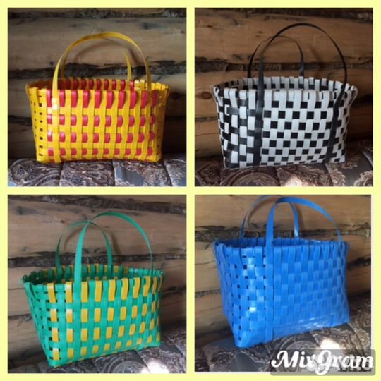 Новая корзина плетеная из лент стрэппинг