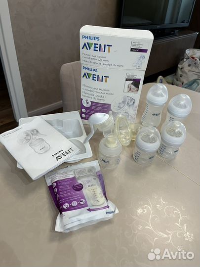 Молокоотсос ручной avent, пакеты, бутылочки