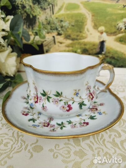 Чашка с блюдцем Редкость Лимож Limoges