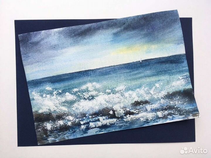 На море, картина, акварель
