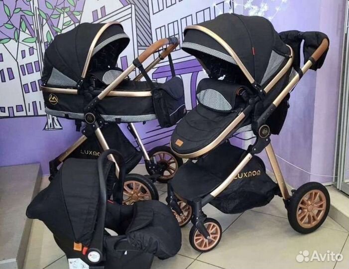 Коляска 3в1 Новая трансформер (Black)