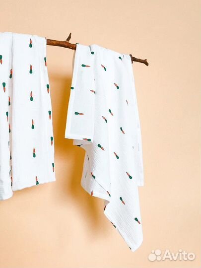 Плед и пеленка из муслина морковки