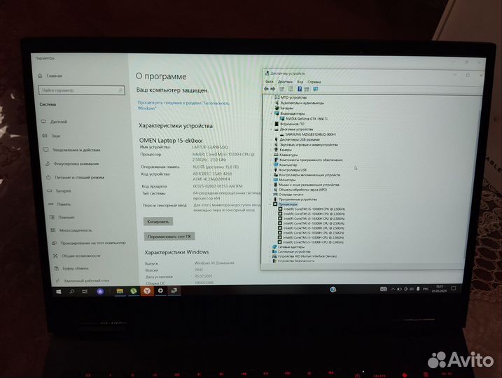 Ноутбук HP Omen gtx 1660ti 6gb 8 ядр 1тб ssd