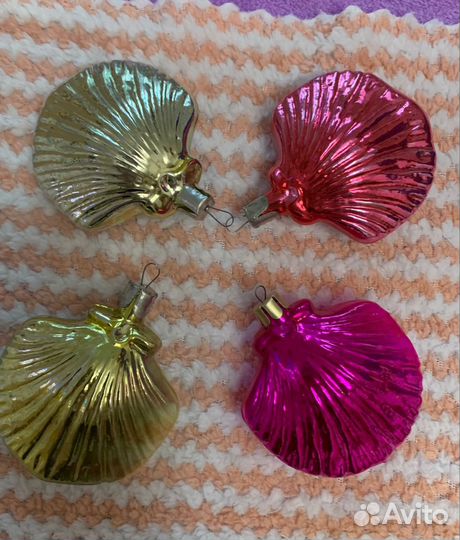 Елочные игрушки СССР ракушки прозрачные