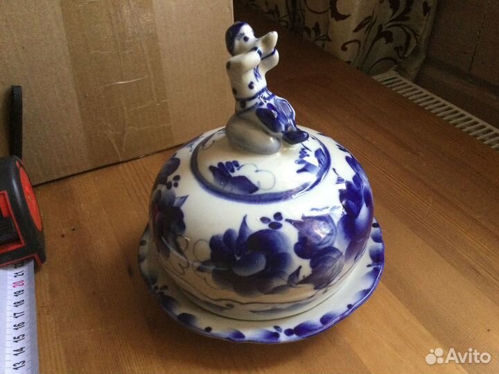 Гжель икорница с осетром, блинница