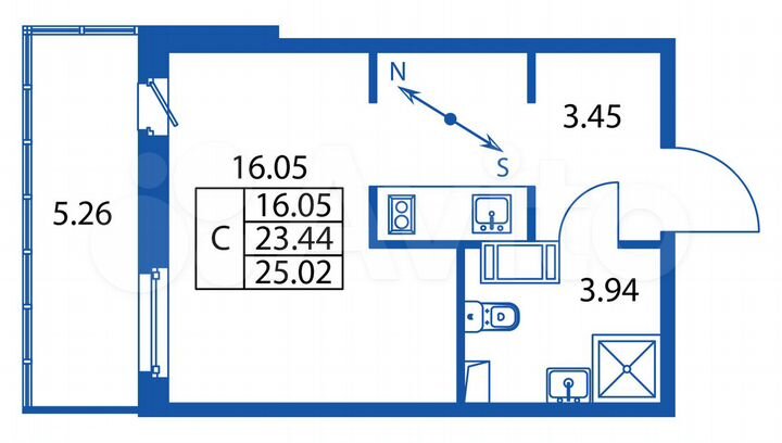 Квартира-студия, 25 м², 10/12 эт.