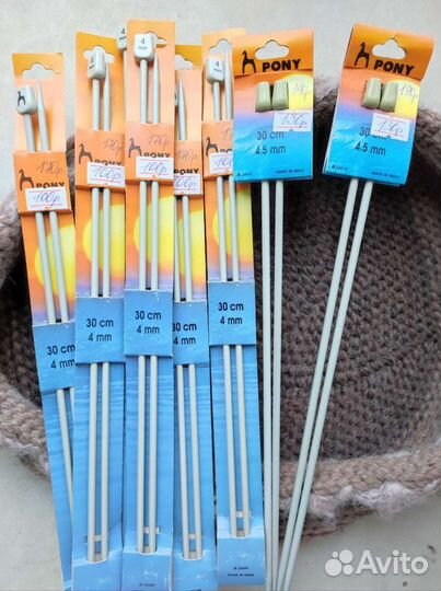 Спицы прямые номер 4/4,5 мм 30см Pony металл