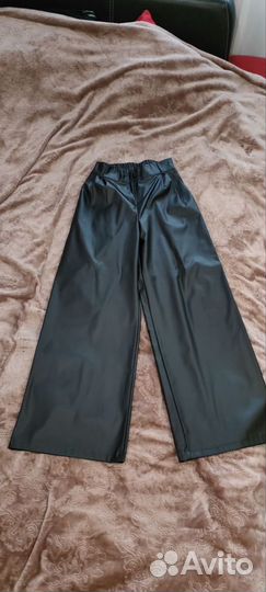 Кожаные брюки женские палаццо