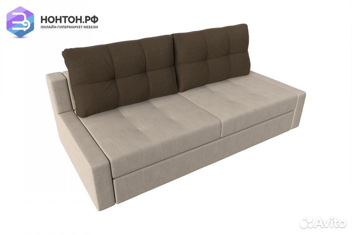 Диван выкатной Мартин рогожка бежевая / коричневая