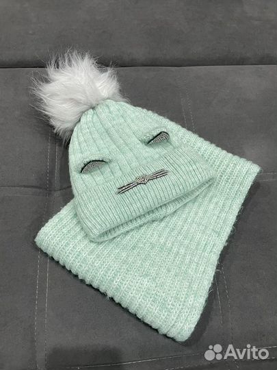 Шапка и снуд для девочки зима