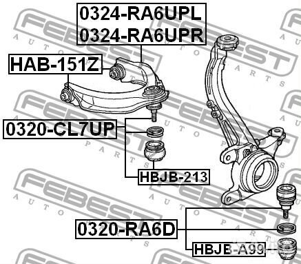 Febest HAB-151Z Сайлентблок верхнего рычага передн