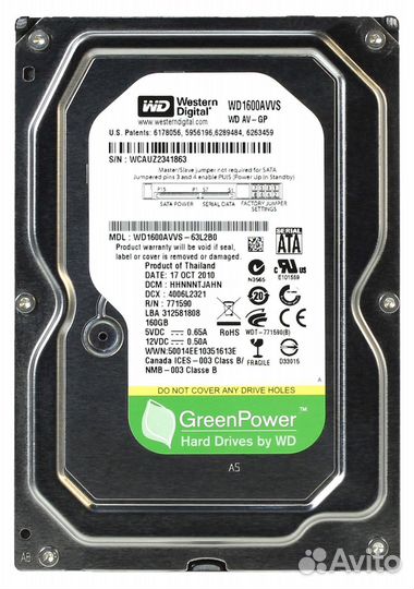 Жесткий диск Western Digital 160Gb WD1600avvs SATA