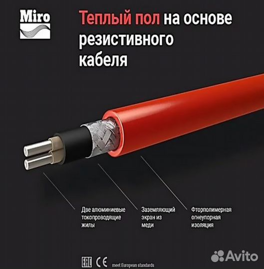 Нагревательный кабель Miro 50 м - 750 Вт