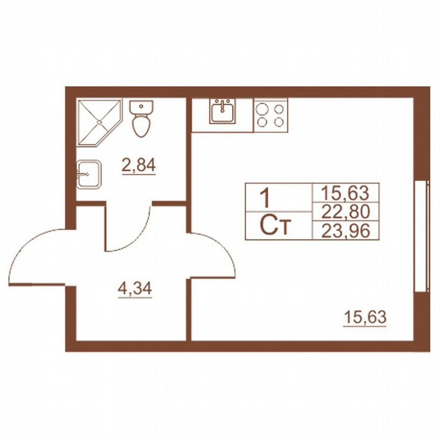 Квартира-студия, 23,2 м², 1/11 эт.